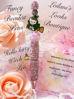 Fancy beaded Pen/gifts/hello kitty/halloween/witchy/purple flowers/